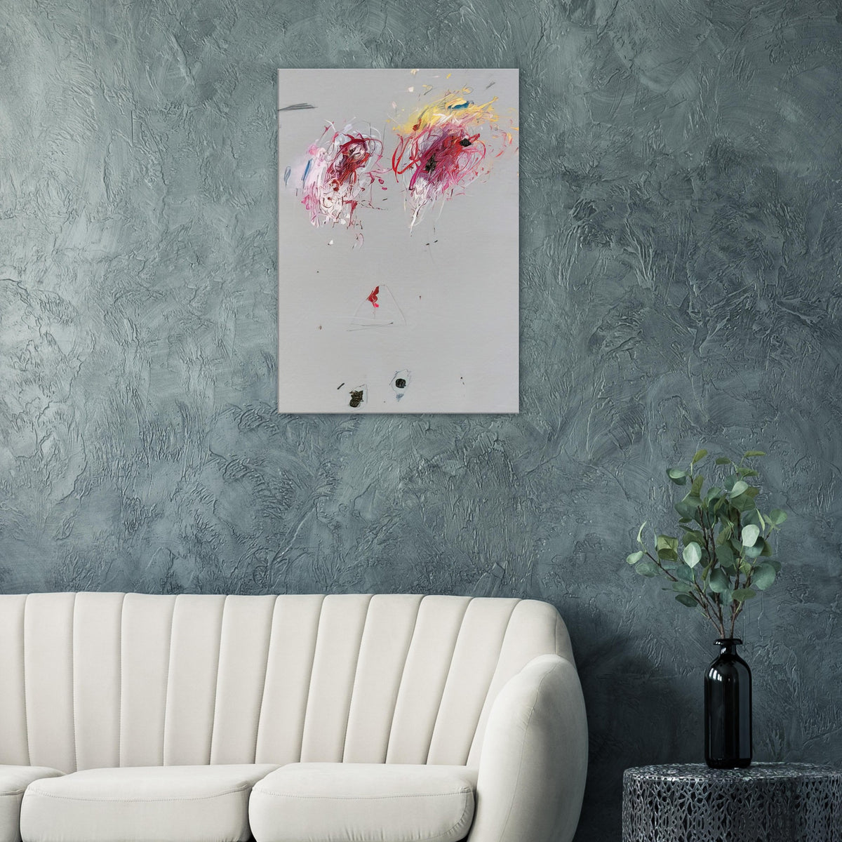 Nine Discourses on Commodus, Part IV by Cy Twombly, canvas print, muted gray background, delicate geometric lines