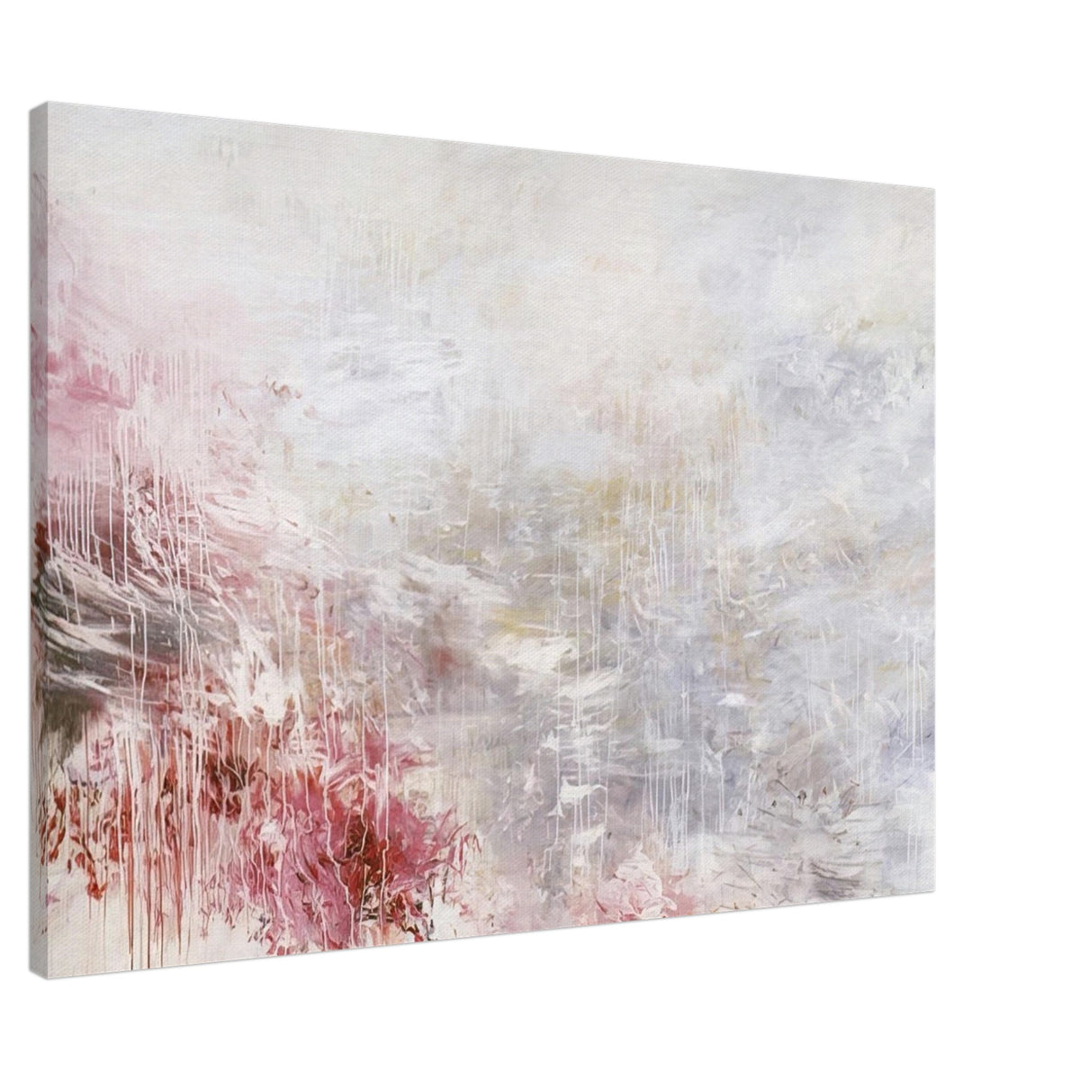 Hero and Leander (To Christopher Marlowe) [Rome] by Cy Twombly canvas print, 40 × 50 cm / 16 × 20 in: This expressive composition features a pale background with flowing white and gray brushstrokes….
