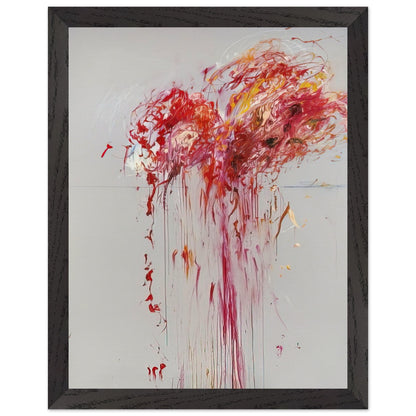 Nine Discourses on Commodus, Part VIII by Cy Twombly, framed art print, energetic red and crimson strokes, expressive pink and orange forms, 27x35 cm (11x14 in), black frame