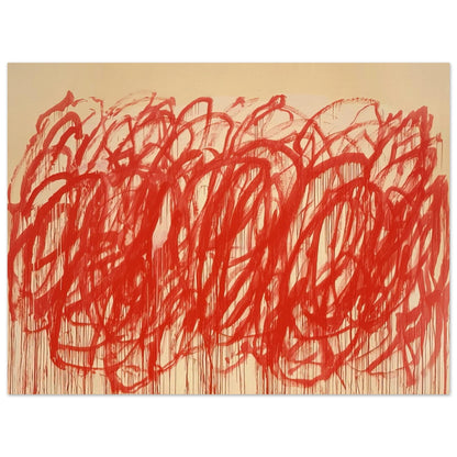 Untitled (Bacchus) by Cy Twombly poster, 75 × 100 cm / 30 × 40 in: Thick, energetic strokes move across the composition in an almost continuous flow….