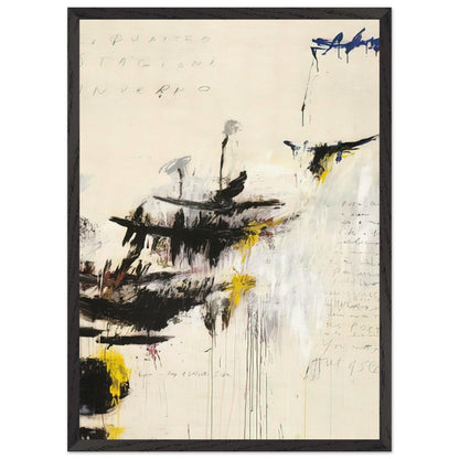Quattro Stagioni I. Inverno by Cy Twombly, framed art print, bold black brushstrokes, flowing paint drips, 50x70 cm (20x28 in), black frame