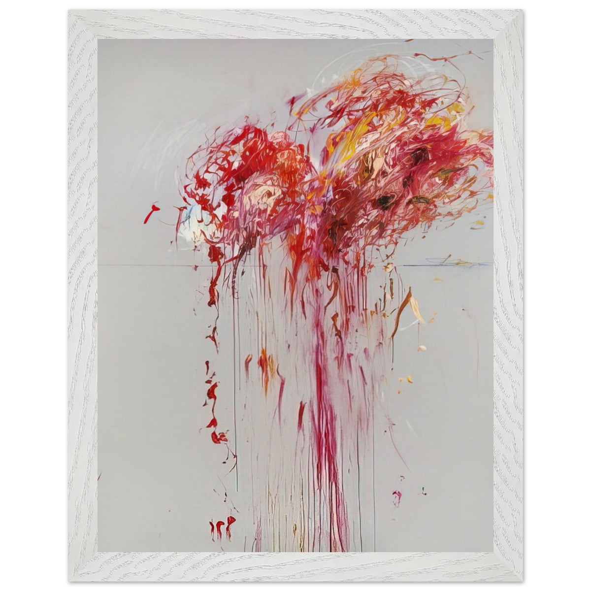 Nine Discourses on Commodus, Part VIII by Cy Twombly, framed art print, energetic red and crimson strokes, expressive pink and orange forms, 40x50 cm (16x20 in), black frame