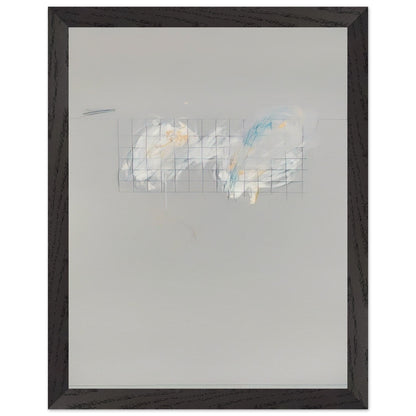 Nine Discourses on Commodus, Part I by Cy Twombly, framed art print, 50x70 cm / 20x28″, Black frame; a muted gray background, a delicate grid of intersecting lines