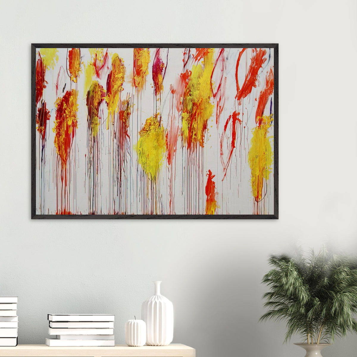 Lepanto, Part XII by Cy Twombly framed art print; featuring vibrant golden-yellow and orange brushstrokes, fiery red and crimson accents.