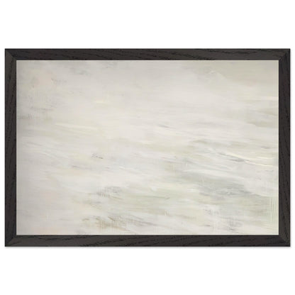 Hero and Leandro (A Painting in Four Parts) Part III by Cy Twombly framed art print; featuring expansive ivory and white tones, delicate pale gray marks, subtle beige shades; size 70 × 100 cm (28 × 40 in); wood frame.