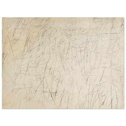 The Geeks by Cy Twombly poster, A0 (84.1 × 118.9 cm): This expressive composition features a warm ivory background covered with an intricate network….