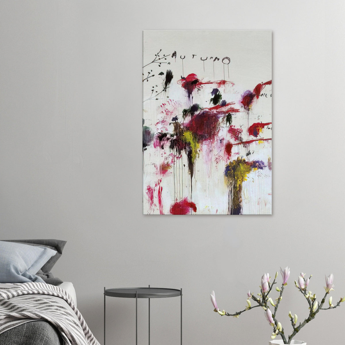 Quattro Stagioni II. Autunno by Cy Twombly, canvas print, vibrant arrangement of red, crimson