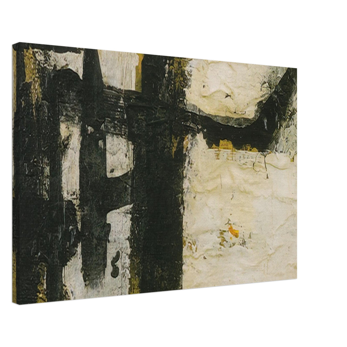Landscape by Cy Twombly canvas print, 50 × 75 cm / 20 × 30 in: This compelling composition features bold black forms, irregular geometric shapes….