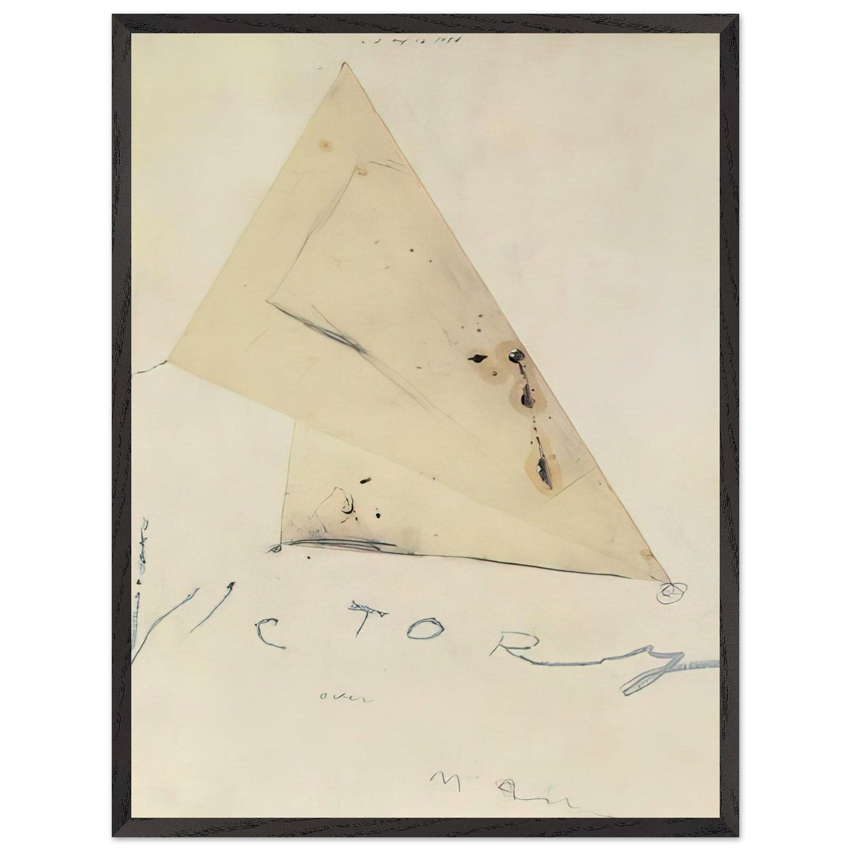 Victory by Cy Twombly, framed art print, overlapping triangular forms, fine graphite lines, 70x100 cm (28x40 in), wood frame