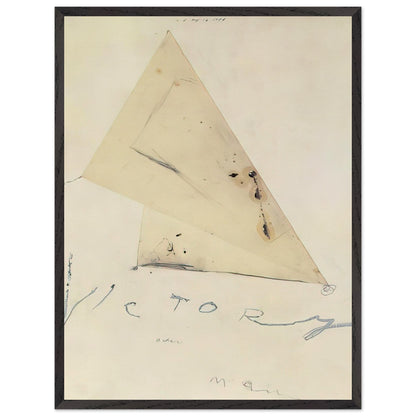 Victory by Cy Twombly, framed art print, overlapping triangular forms, fine graphite lines, 70x100 cm (28x40 in), wood frame
