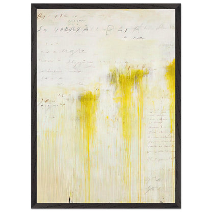 Quattro Stagioni II. Estate by Cy Twombly, framed art print, luminous yellow washes, subtle orange details, 60x80 cm (24x32 in), wood frame