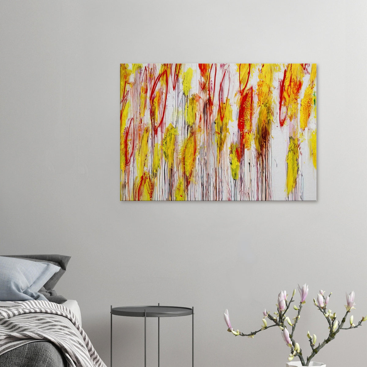 Lepanto, Part I by Cy Twombly canvas print: This vibrant composition features sweeping vertical strokes, spontaneous lines….