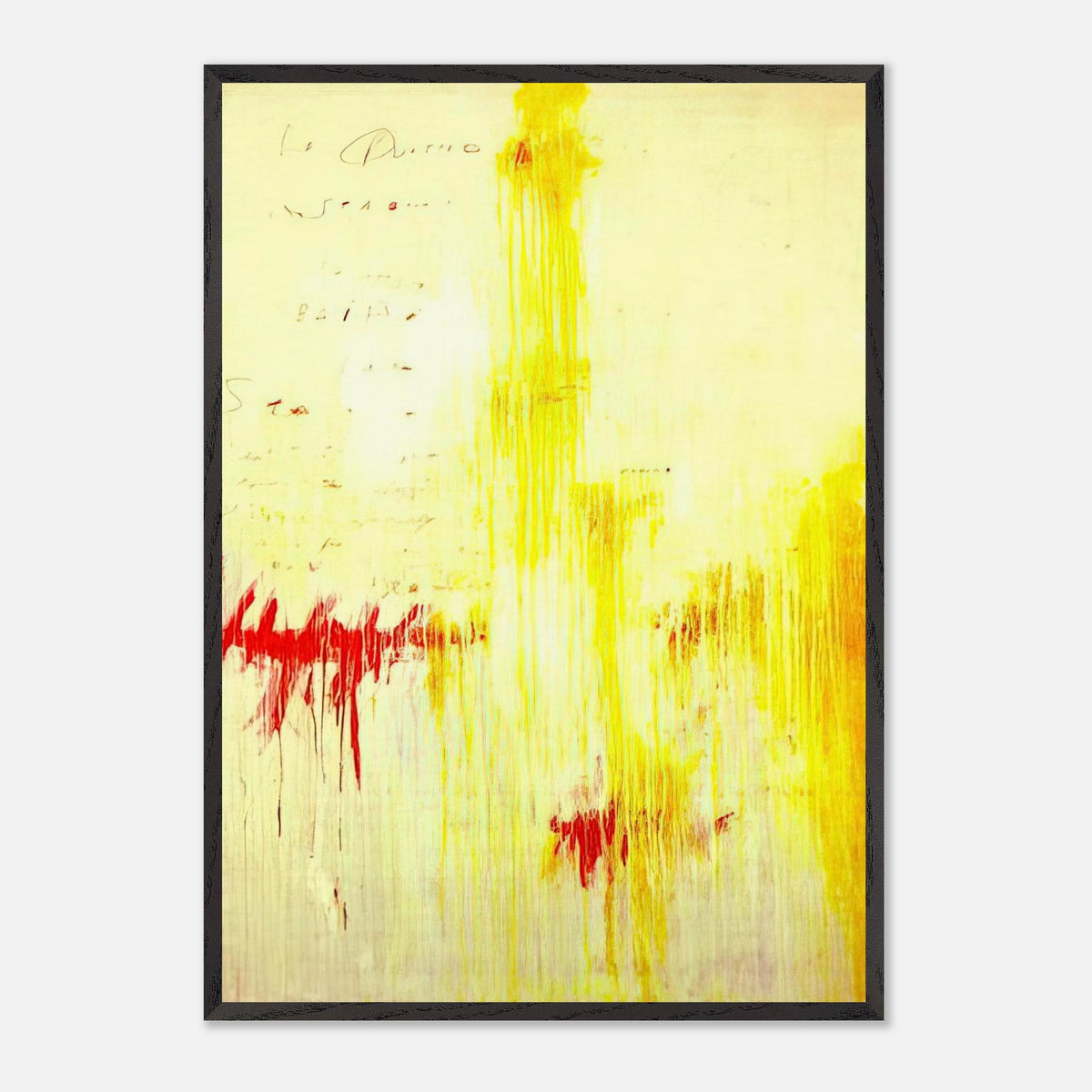 Quattro Stagioni I. Estate by Cy Twombly, framed art print, luminous yellow washes, energetic red brushstrokes