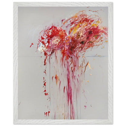 Nine Discourses on Commodus, Part VIII by Cy Twombly, framed art print, energetic red and crimson strokes, expressive pink and orange forms, 40x50 cm (16x20 in), white frame