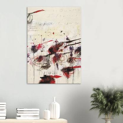 Quattro Stagioni: Autunno by Cy Twombly, canvas print, dynamic arrangement of crimson, red