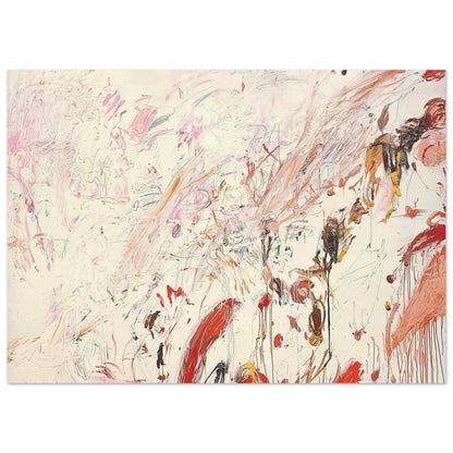 Ferragosto III by Cy Twombly poster, A0 (84.1 × 118.9 cm): This captivating composition features a pale cream background layered with energetic brushstrokes….