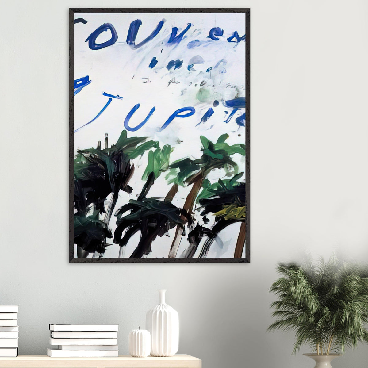 Souvenir of Jupiter by Cy Twombly, framed art print, handwritten lettering, gestural abstraction