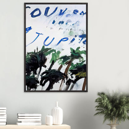 Souvenir of Jupiter by Cy Twombly, framed art print, handwritten lettering, gestural abstraction
