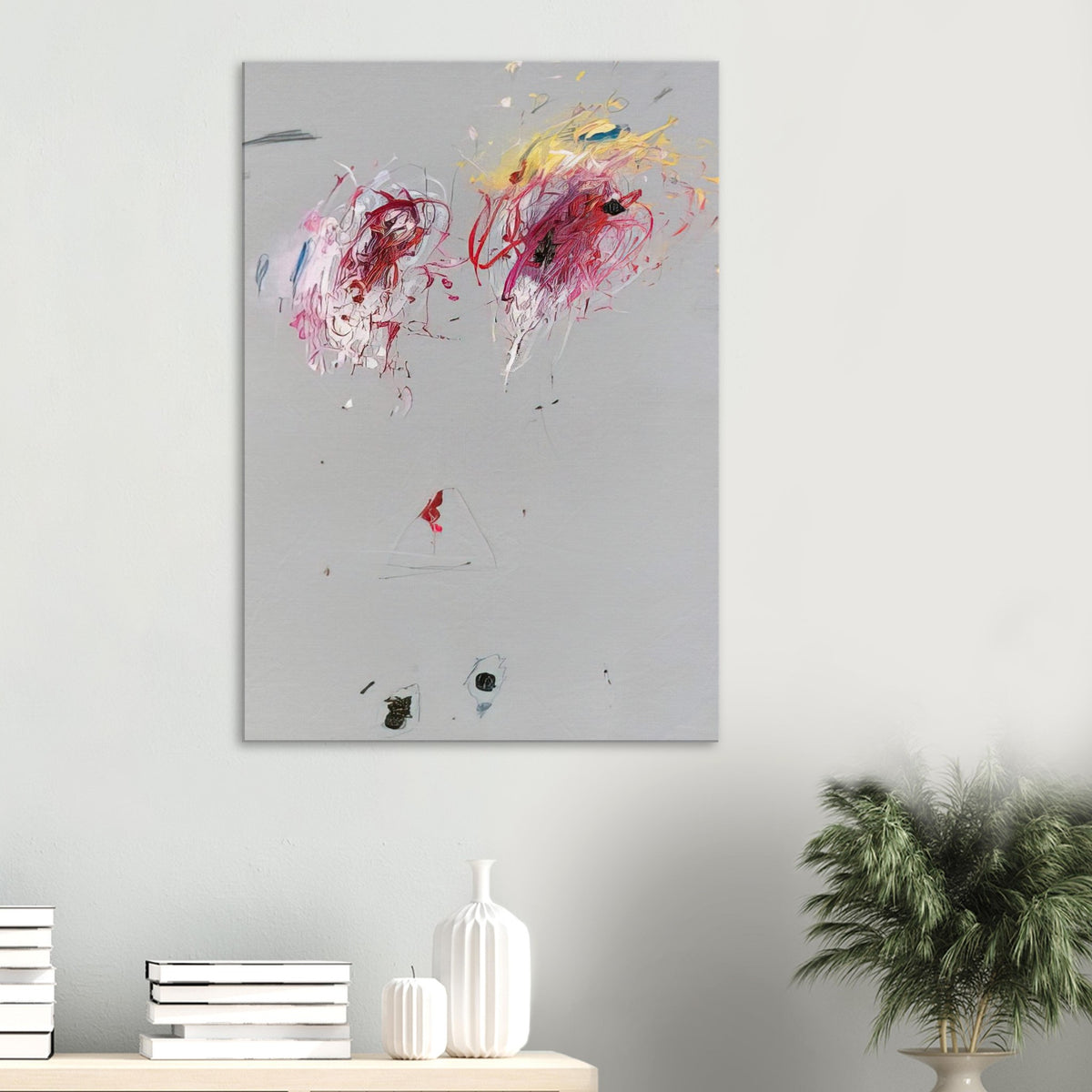 Nine Discourses on Commodus, Part IV by Cy Twombly, canvas print, muted gray background, delicate geometric lines