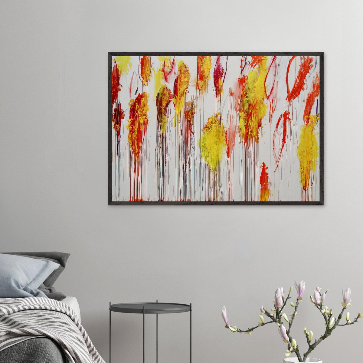 Lepanto, Part XII by Cy Twombly framed art print; featuring vibrant golden-yellow and orange brushstrokes, fiery red and crimson accents.