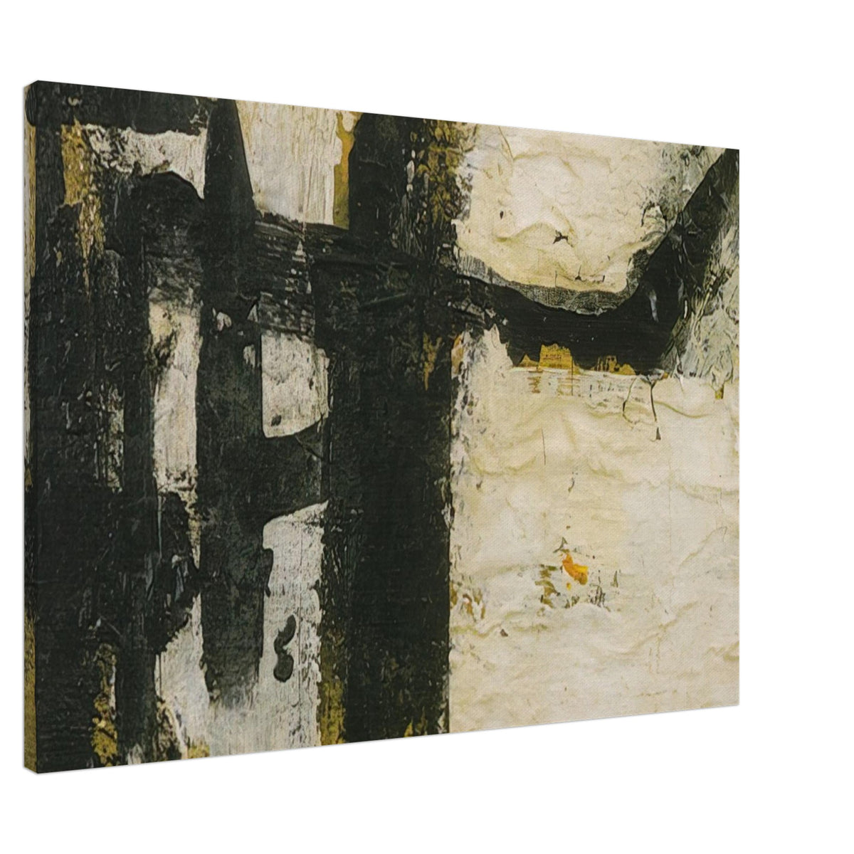 Landscape by Cy Twombly canvas print, 40 × 50 cm / 16 × 20 in: This compelling composition features bold black forms, irregular geometric shapes….
