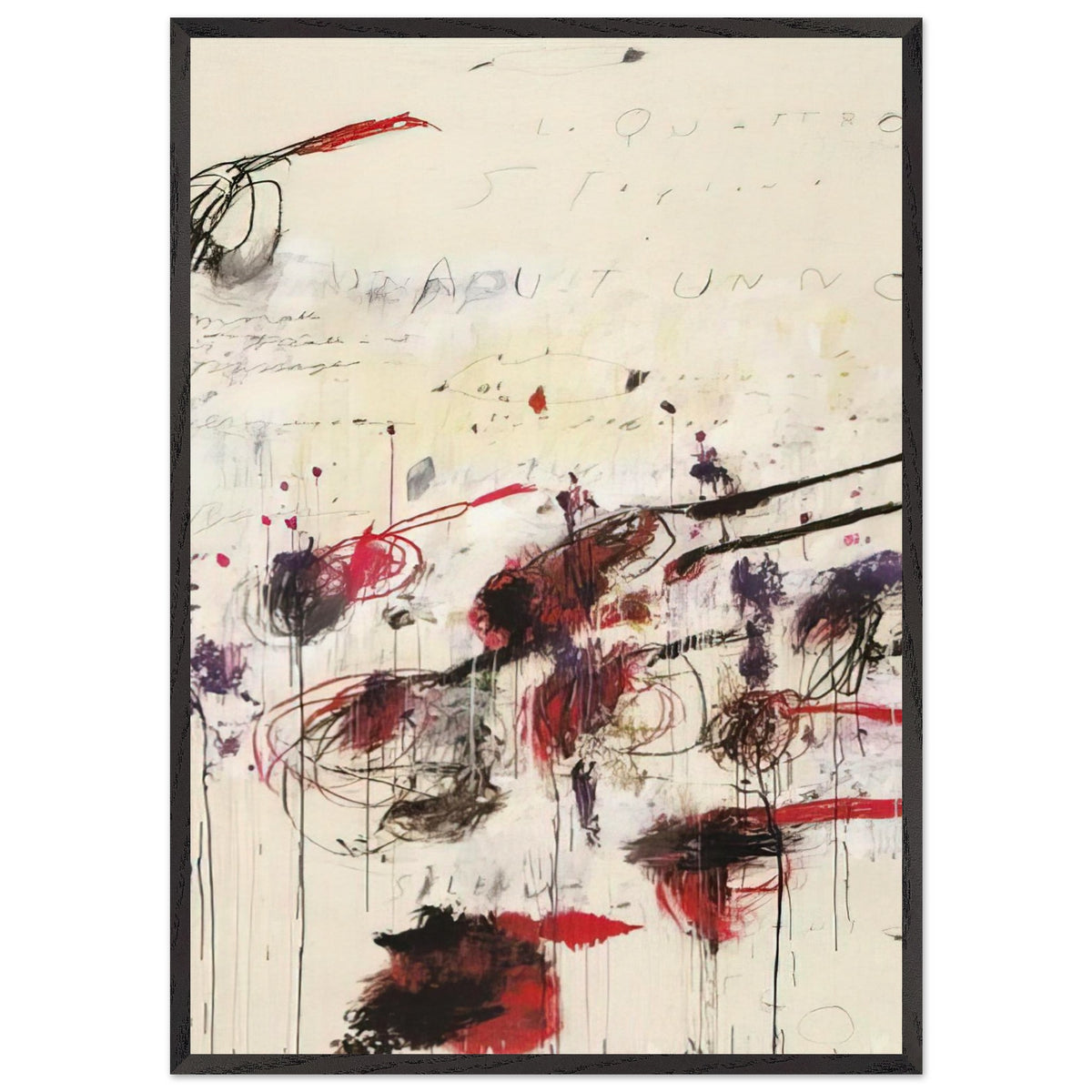 Quattro Stagioni: Autunno by Cy Twombly, framed art print, sweeping brushstrokes, spontaneous scribbles, 27x35 cm (11x14 in), white frame