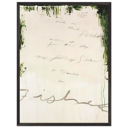 Untitled (A Painting in Nine Parts), Part I by Cy Twombly, framed art print, pale, open central field surrounded by expressive dark green, 70x100 cm (28x40 in), white frame