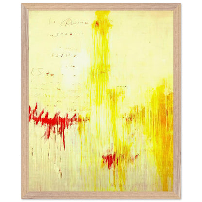 Quattro Stagioni I. Estate by Cy Twombly, framed art print, luminous yellow washes, energetic red brushstrokes, 70x100 cm (28x40 in), white frame