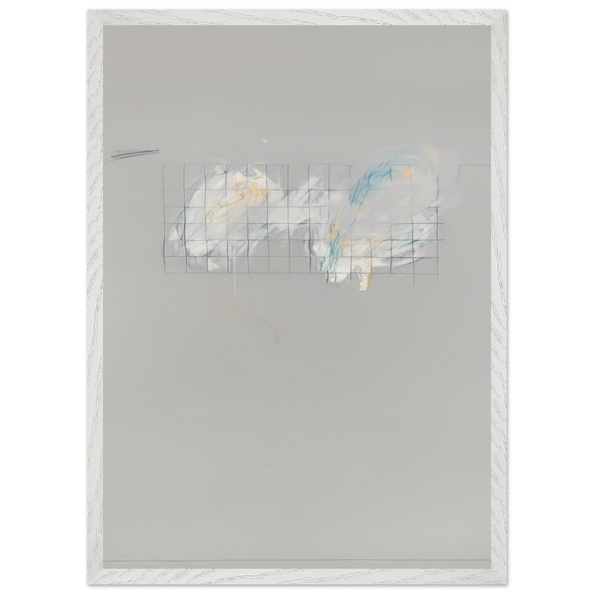 Nine Discourses on Commodus, Part I by Cy Twombly, framed art print, 40x50 cm / 16x20″, White frame; a muted gray background, a delicate grid of intersecting lines