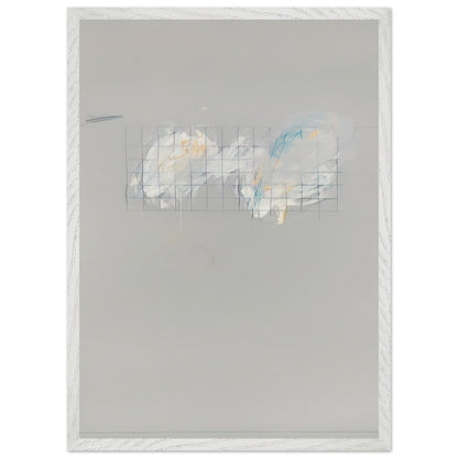 Nine Discourses on Commodus, Part I by Cy Twombly, framed art print, 40x50 cm / 16x20″, White frame; a muted gray background, a delicate grid of intersecting lines