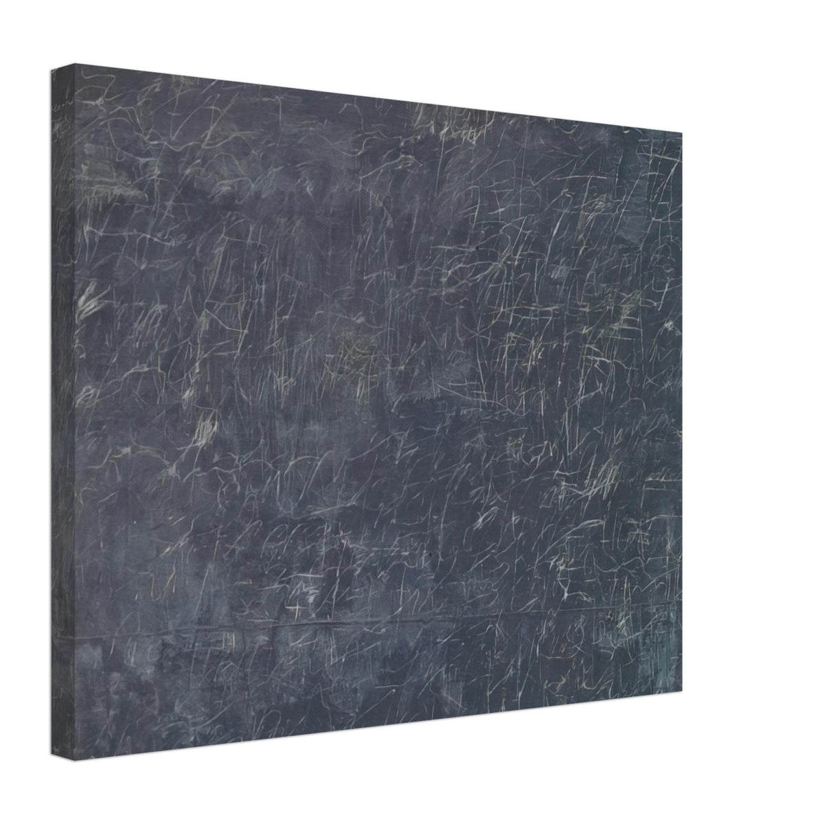 Panorama by Cy Twombly canvas print, 60 × 90 cm / 24 × 36 in: a dark charcoal-gray background covered with a dense web of delicate white and pale gray lines.