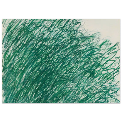 On Returning from Tonnicoda by Cy Twombly poster, A0 (84.1 × 118.9 cm): This captivating composition features an intricate network of sweeping green lines, overlapping loops….