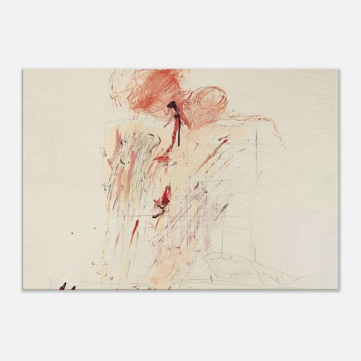 Death of Pompey (Rome) by Cy Twombly canvas print: expressive red and reddish-orange gestures across a warm, pale background….
