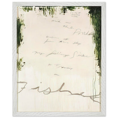 Untitled (A Painting in Nine Parts), Part I by Cy Twombly, framed art print, pale, open central field surrounded by expressive dark green, 50x70 cm (20x28 in), black frame
