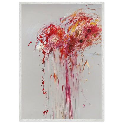 Nine Discourses on Commodus, Part VIII by Cy Twombly, framed art print, energetic red and crimson strokes, expressive pink and orange forms, 50x70 cm (20x28 in), black frame