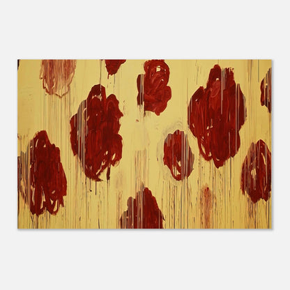 Untitled (Blooming, A Scattering of Blossoms & Other Things) by Cy Twombly poster: This expressive composition features bold crimson and burgundy forms scattered across a luminous….