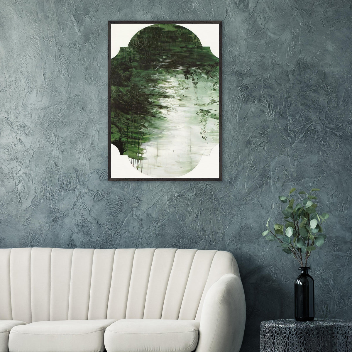 Untitled (A Painting in Nine Parts), Part V by Cy Twombly, framed art print, deep forest green, olive