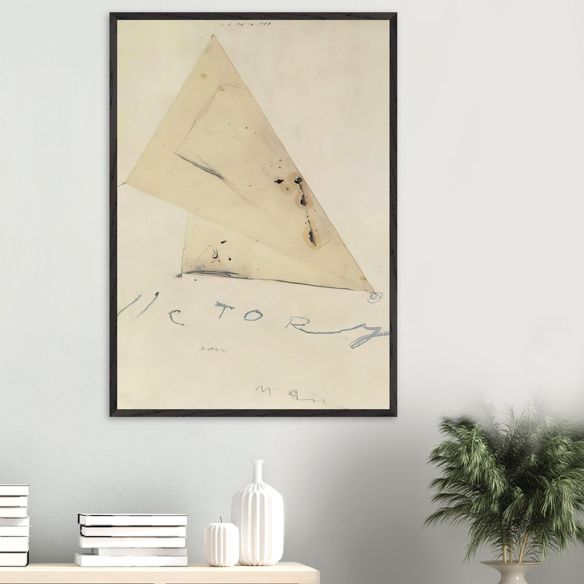 Victory by Cy Twombly, framed art print, overlapping triangular forms, fine graphite lines