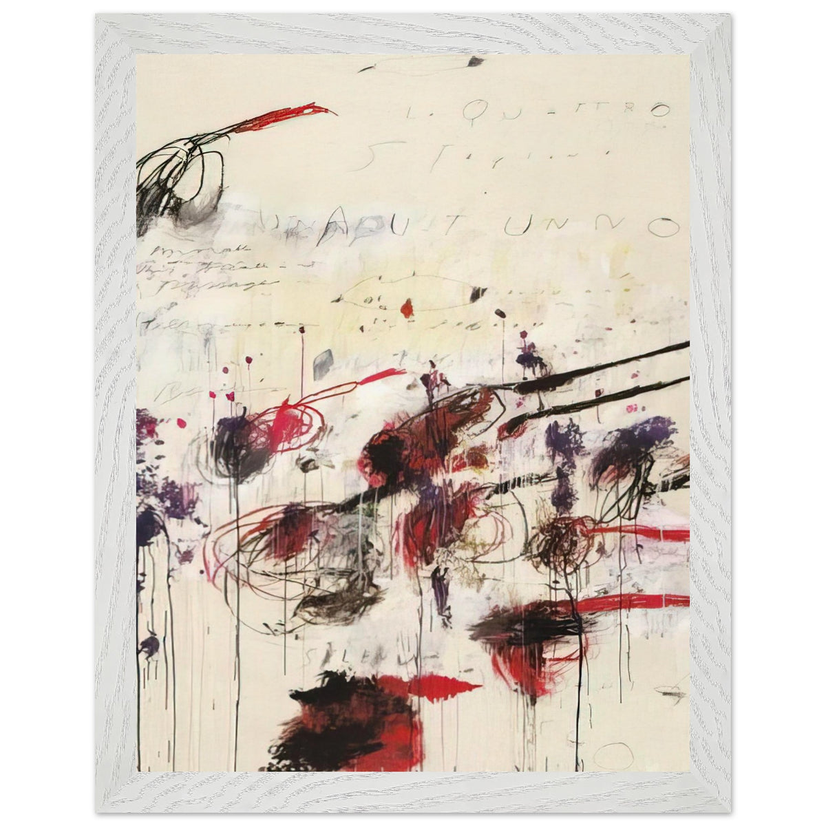 Quattro Stagioni: Autunno by Cy Twombly, framed art print, sweeping brushstrokes, spontaneous scribbles, 70x100 cm (28x40 in), wood frame