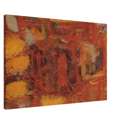 Ritual by Cy Twombly canvas print, 50 × 75 cm / 20 × 30 in: This richly textured composition features a striking palette of rust red, burnt orange, golden yellow….