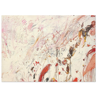 Ferragosto III by Cy Twombly poster, 50 × 70 cm / 20 × 28 in: This captivating composition features a pale cream background layered with energetic brushstrokes….