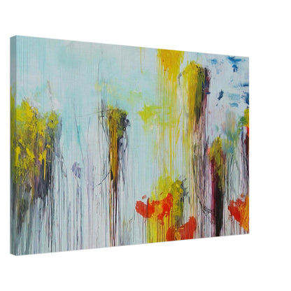 Lepanto, Part VII by Cy Twombly canvas print, 60 × 90 cm / 24 × 36 in: This striking composition features a pale blue background covered with flowing vertical paint drips….