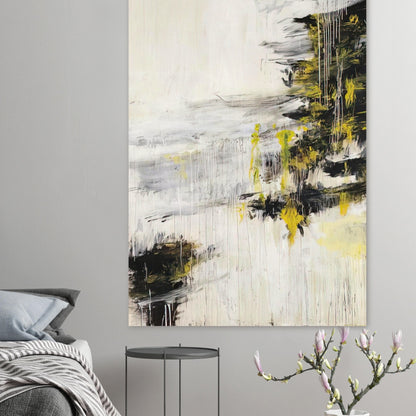Quattro Stagioni II. Inverno by Cy Twombly, poster, bold black brushstrokes, flowing white and gray paint