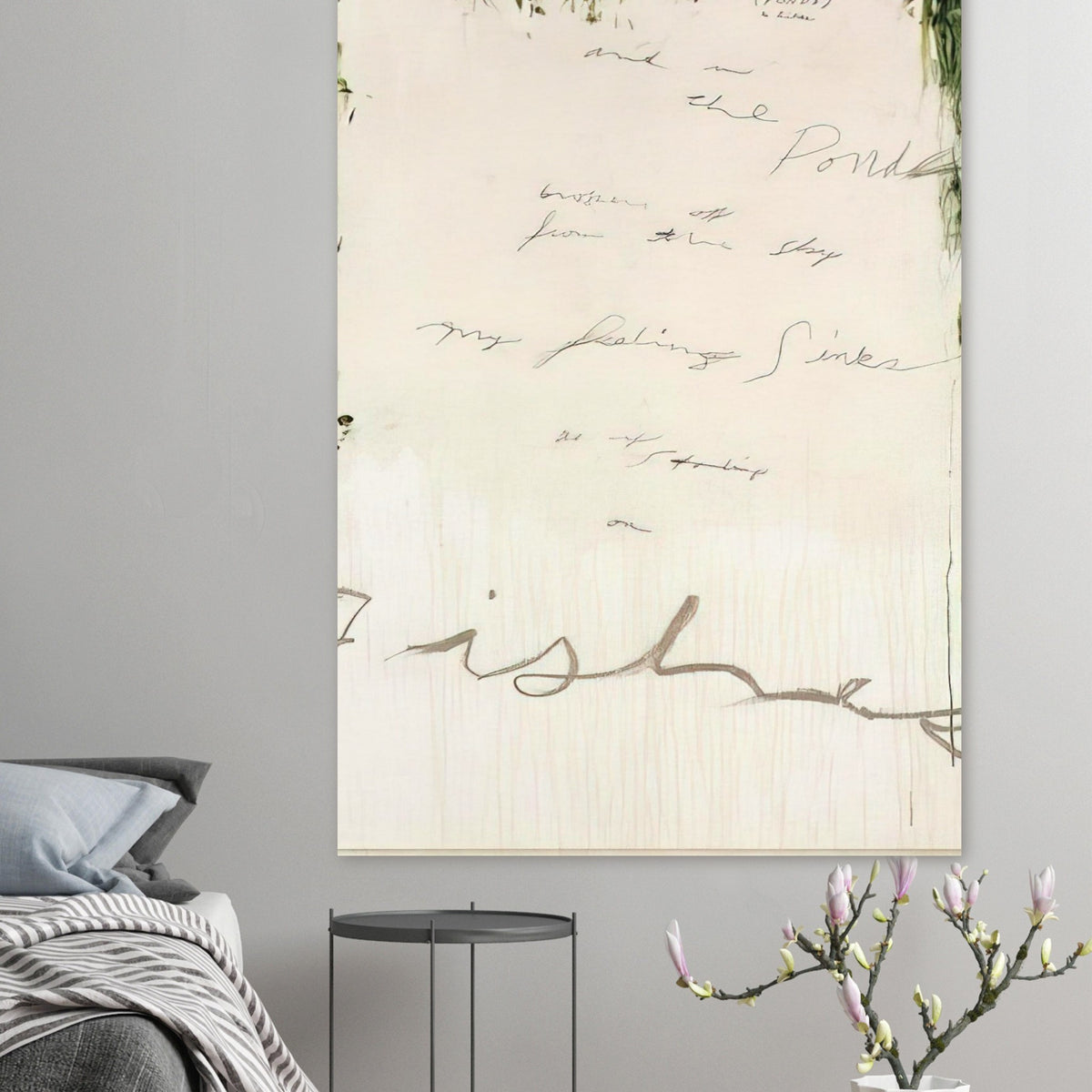 Untitled (A Painting in Nine Parts), Part I by Cy Twombly, poster, pale, almost white surface