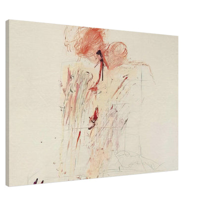 Death of Pompey (Rome) by Cy Twombly canvas print, 40 × 50 cm / 16 × 20 in: expressive red and reddish-orange gestures across a warm, pale background….