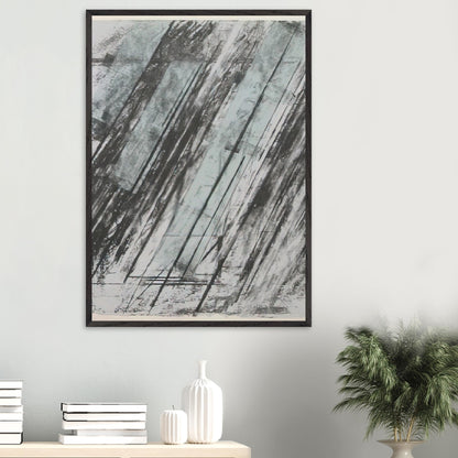 Untitled (Bastian 38) by Cy Twombly, framed art print, powerful diagonal strokes, layered black and gray marks