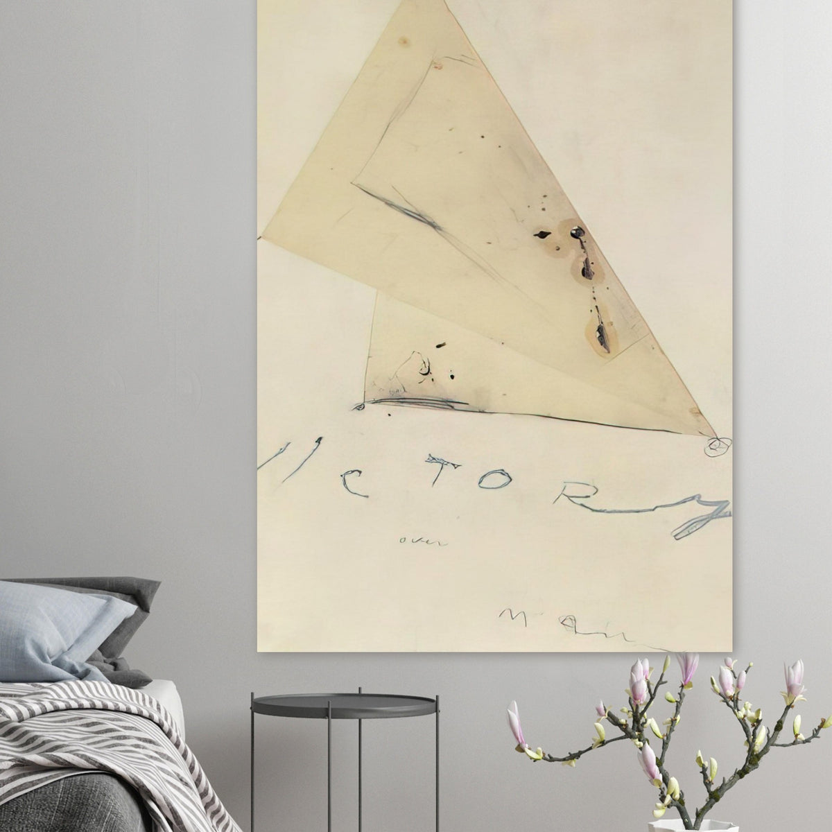 Victory by Cy Twombly, poster, overlapping triangular forms, delicate graphite lines
