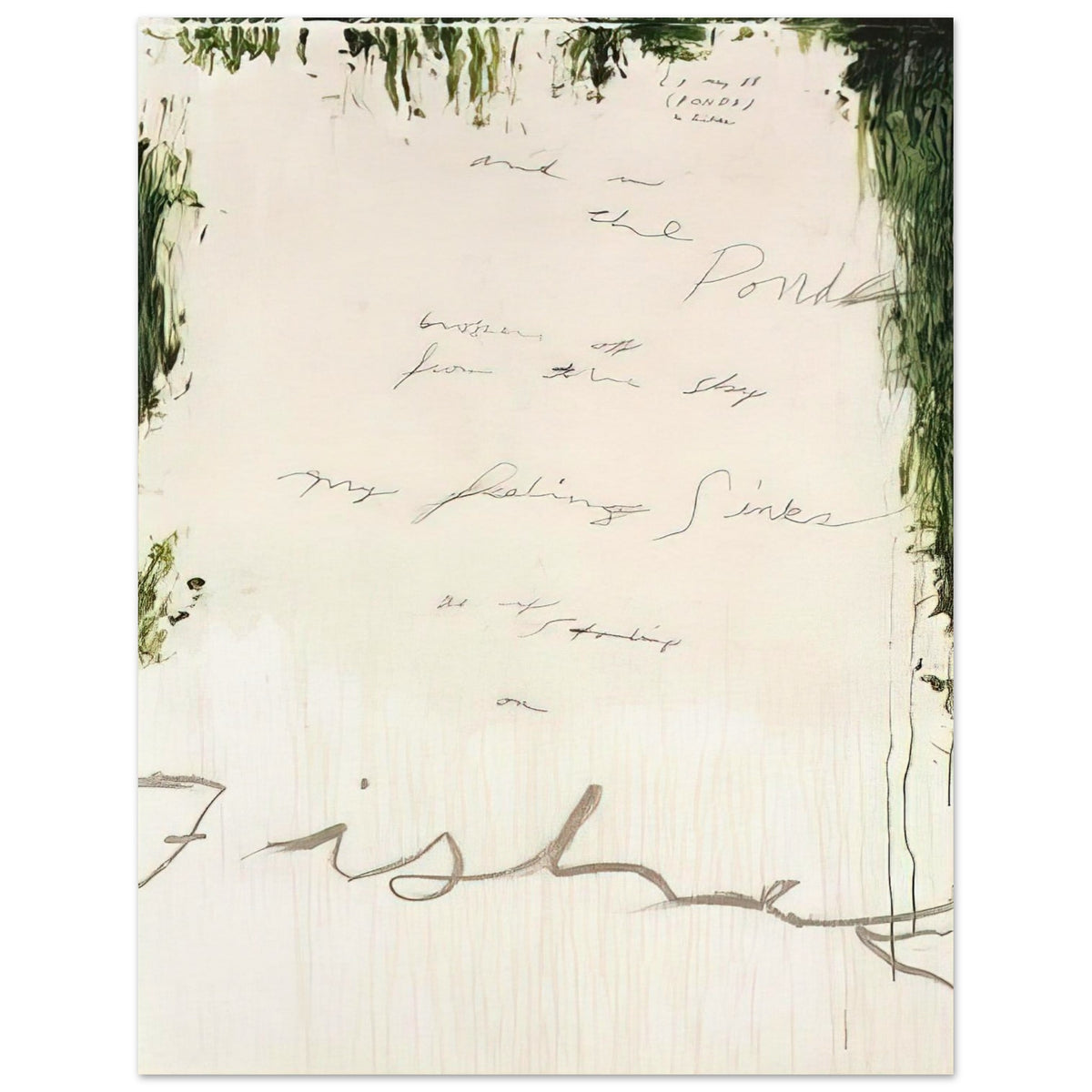 Untitled (A Painting in Nine Parts), Part I by Cy Twombly, poster, pale, almost white surface, 50x70 cm (20x28 in)