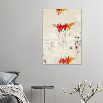 Quattro Stagioni I. Primavera by Cy Twombly, canvas print, vibrant red and yellow brushstrokes with delicate purple and green